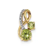 14K Yellow Gold w/ Peridot u0026 Real Diamond Polished Pendant