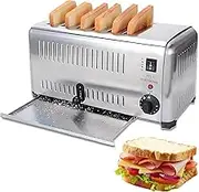 Commercial 6 Slices Toaster, 3240w Stainless Steel Toaster with 5 Browning Levels & Removable Crumb Tray, Auto Pop-up, Bread Baking Machine for Home, Store, Hotel
