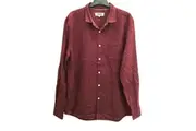 Jeanswest Dark Red Plain Long Sleeve Collared Shirt Button Up Mens Size L NEW