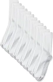 [Hanes] Men's 6 Pack FreshIQ Cushion Crew Socks, White, 10-13 (Shoe Size 6-12)