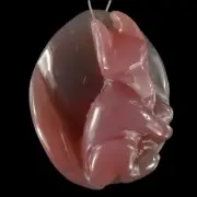 BD11514# Hand Carved FOX Red Chalcedony Pendant Bead Gemstone