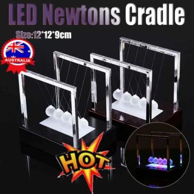 Newtons LED Light Up Ball Kinetic Energy Cradle Home Science Toys Games CE