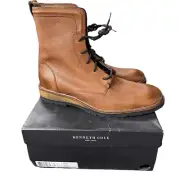 Kenneth Cole black lable brown combat lace up boots leather new in box size 13