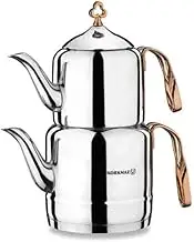 korkmaz A213 Çintemani Tea Pot Rose Gold, Stainless Steel, Solar Base, Teapot Sets for Adults, Turkish Tea Set