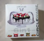 6 iN 1 CIRCLEWARE SOPHISTICATE High Multi FUNCTION SERVER Cake Set Glass NIB