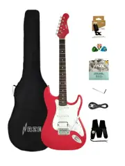 Haze E211 Fiesta Red HST Electric Guitar with accessories
