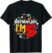[X.Style] Kids Birthday Boy I'm 5 Years Old Toddler 5th Birthday ds922 T-Shirt (3XL) Black