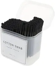 JAYIOLA 200pc Double-Ended Wooden Cotton Buds Ear Cleaning Make-up Cosmetic, Black, as described