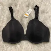 Natori 34DD Bra Coal Rose Dream Custom Coverage T Shirt Underwire 731080 NEW $72