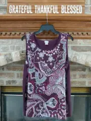 Chico's Sz. 3 (Misses 16-18) Red/Blue/Pink/Cream/Reddish Brown Tank Top NWT