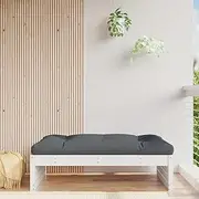 Sectional Sofa Garden Footstool White 120x80 cm Solid Wood Pine