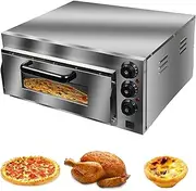 Commercial Pizza Oven 14" Single Deck Layer, Stainless Steel Pizza Oven, Countertop Electric Pizza and Snack Oven, with Stone and Shelf, Multipurpose Pizza Maker for Pizza Pretzels Baked Dishes
