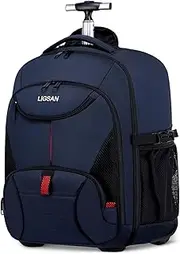Travel Backpack with Wheels 55x36x25 cm, Rucksack on Wheels Large Wheeled Laptop Backpack Carry on Backpack with Wheels Laptop Trolley Bag on Wheels Business Hand Luggage Suitcase, Blue