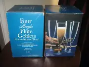 Acrylic Barware CHAMPAGNE FLUTES Set (8) Glasses Towle Co. NEW in Box Fixed Stem