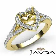 Halo Pave Setting Semi Mount Heart Diamond Engagement Split Shank Ring 0.50 Ctw.