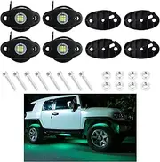 4PCS Cool LED Rock Lights for Trucks/Cars/ATVs/SUVs,IP68 Waterproof & Shockproof Underglow LED Lights for Cars Decorations,Universal Car Accessories Rock Light Kit (Green)