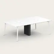 Recess Quad Desk | Office Desk | Office Workstation, White / White / Angled