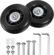 sourcing map Replacement Luggage Wheels 64x18mm Suitcase Wheel Repair Kits Include 2 PU Bearing Wheels & Washers, Wrenches & Axle Screw for Trolley Bag, Inline Skate and Caster Board