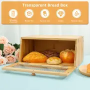 Bread Box Wood Bread Storage Container Large Capacity Bread Bin Practical GonsP