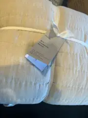 West Elm European Flax Linen Cotton Pick Stitch Quilt King New w tags