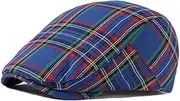 [Qunson] Plaid Newsboy Hats Flat Cap for Men Women Adjustable Lightweight Ivy Catsby Cabbie Driving Hat
