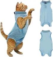 YOLCAR Cat Surgery Recovery Suit - L Size Blue, Soft and Breathable for a Comfortable Recovery, Effortlessly Wearable and Suited for Post-Op Care
