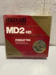 Maxell MD2-HD Mini-Floppy Disk 5 1/4" New Old Stock Sealed Pack of 10 IBM Format