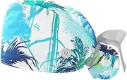 [YTYVAGT] 2-Pc,Gourd-Shaped Working Cap,Fisherman Hat with Buttons and Cotton Sweatband,Abstract Palm Tree Geometry
