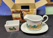 Corelle Coordinates Stoneware LANDSCAPE NEW n BOX Gravy Boat/Under Plate+Sugar