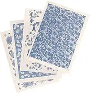 TEHAUX 4 Sheets Burnt Pottery Stickers Transfer Decal Pottery Floral Transfer Ceramics Underglaze Transfers Floral Decor Waterslide Decals Porcelain Decals Glazed Paper Clay Flower
