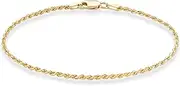 [Miabella] 18K Gold Over Sterling Silver Italian 2mm Solid Diamond-Cut Rope Chain Necklace 18"-24"-30"