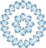 uxcell 48 Pcs 3D Teardrop Rhinestones Diamond Nail Charm Crystal Pointback K9 Glass Rhinestones Crystal Gems for Jewelry Making, Craft, 8x12mm, AB Blue