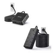Two 25 FT 16-in-1 4000J & 11-in-1 1080J Extension Cord, 12AC Outlet with 4 US...