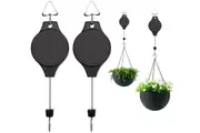 2pcs Plant Pulley Retractable Hanger Pulley Hanging Hook Flower Basket Hanging Tool for Garden Baskets Pots and Birds Feeder