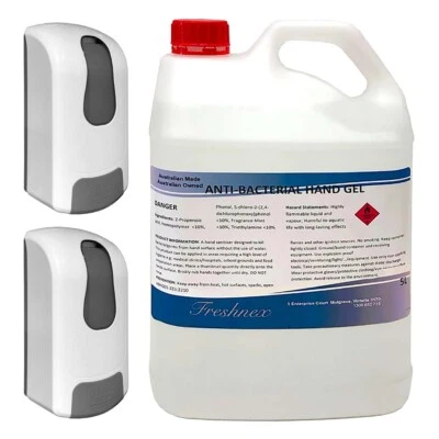 Two Hand Sanitiser Dispenser & Sanitiser Gel 5L