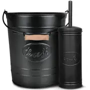 Autumn Alley Matte Black Metal Farmhouse Trash Can & Toilet Brush Set
