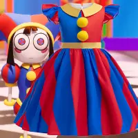 在飛比找蝦皮商城精選優惠-外貿兒童洋裝cosplay神奇數字馬戲團帕姆尼萬聖節表演小丑