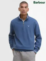 Barbour® Blue Rosford Half Zip 100% Cotton Sweatshirt (AP0833) | $266