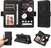 Compatible with Google Pixel 7a 5G Cover,Compatible with Google Pixel 7a 5G Card Slot Flop Side Clip Magnetic Flip Kickstand Wallet Phone Case Black