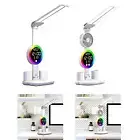 Desk Lamp USB Charging Port with Clock Table Lamp for Home Office Children