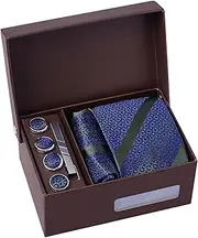 [BRERA 67] Set of Ties for Men with Handkerchiefs, Cufflinks, Tie Clip and Button Cover Elegant for Office, Wedding, Suit, Shirt | Gift Box Wedding Men | Men's Gift Set