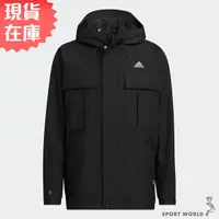 在飛比找Yahoo奇摩購物中心優惠-Adidas 男裝 連帽外套 休閒 工裝 防風 黑【運動世界