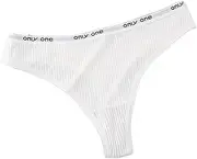 [FARZAH] Women Panties Female Underwear S-4XL Plus Size Cotton Thong Sexy Women Panties Thread Panty Underpants Text G-String Solid Colors Low Rise Sports Underwear (Color : White, Size : XXXX-Large)