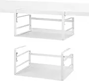 Nxconsu 2Pack Under Shelf Storage Basket Organizer Hanging Holder for Kitchen Cabinet Pantry Cupboard Closet Desk Bookshelf Organization Space Saver Heavy Duty Slide-in Adjustable Screw Clamp White