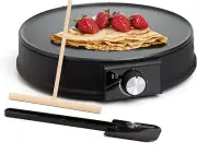 Moss & Stone 12” Electric Griddle & Crepe Maker Machine. Zed Black