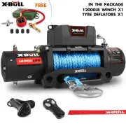 X-BULL 12V Electric Winch 12000LBS synthetic rope 4wd Jeep with Tire Deflator