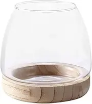 Glass Hydroponic Plant Terrarium, Clear Glass Fish Tank Bowl for Plant and Betta Fish, Unique Fish Bowl Aquarium with Wood Base zzhugyin (A)