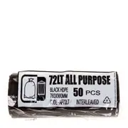 Garbage Bag Bin Liner Black HDPE 72L All Purpose AP72LT 50 Bag Pack