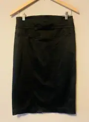 BNWT Portman’s Women’s Black Satin Pinup Midi Skirt Size 10 Wiggle High Waist