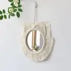 Macrame Hanging Wall Mirror Elegant Wall Decor for Nursery Entryways Hallway